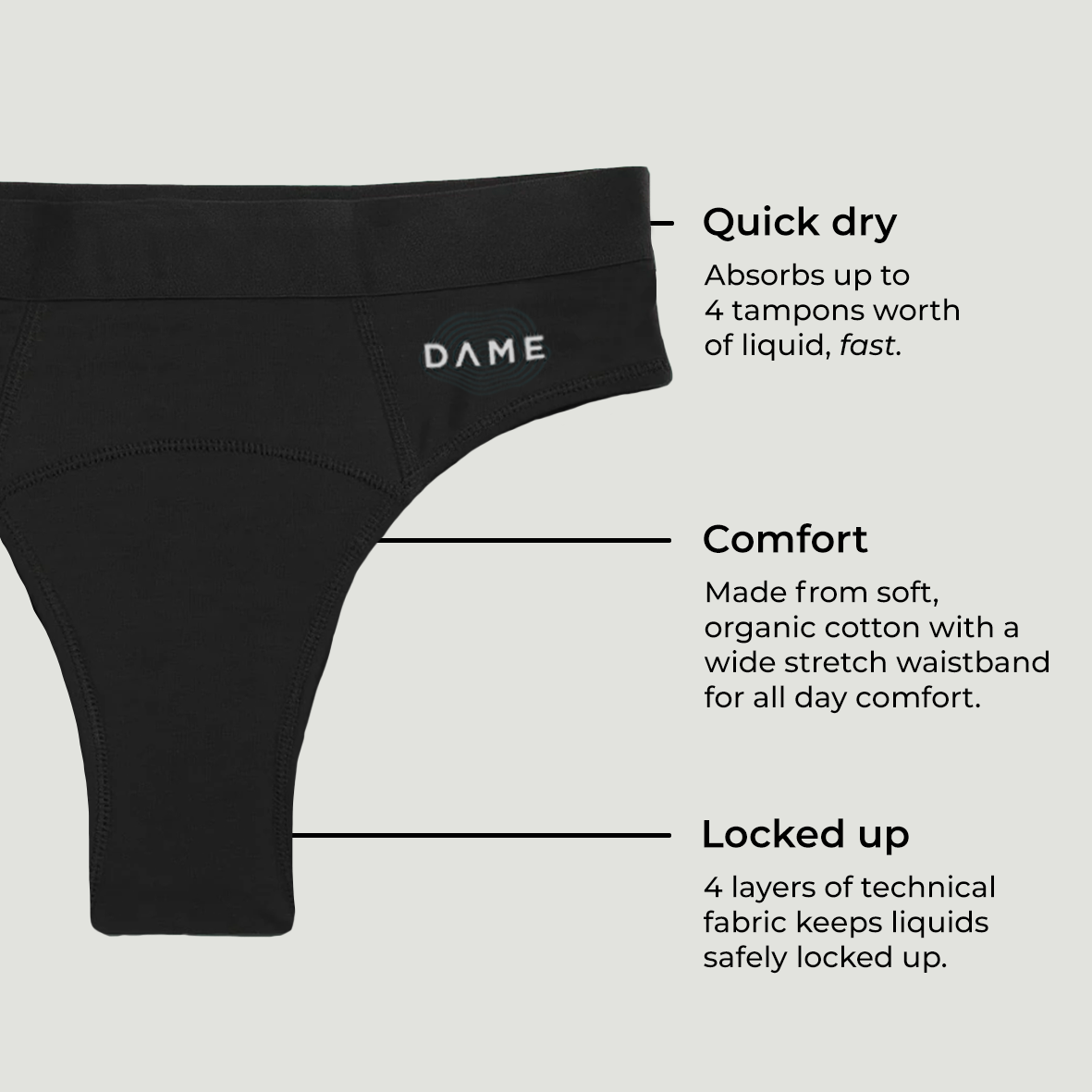 DAME Thong Period Pants features